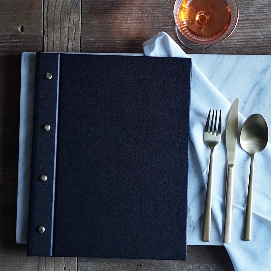 Black A4 Buckram Menu Cover - off the shelf