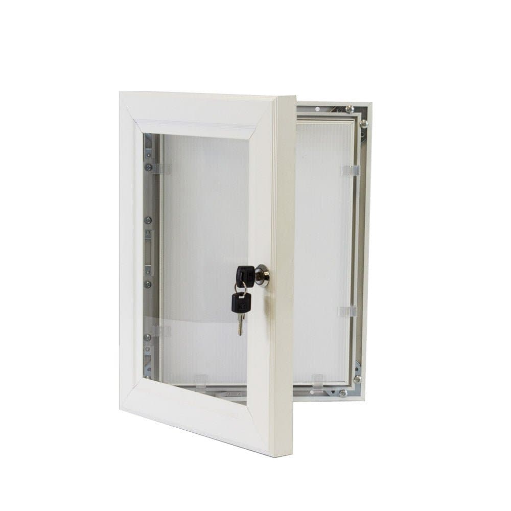 45mm White Lockable Poster Case - bhma
