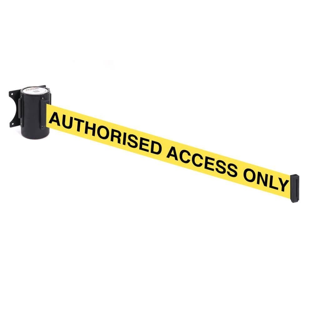 Black WallMaster Wall Mounted Retracting Barrier - bhma