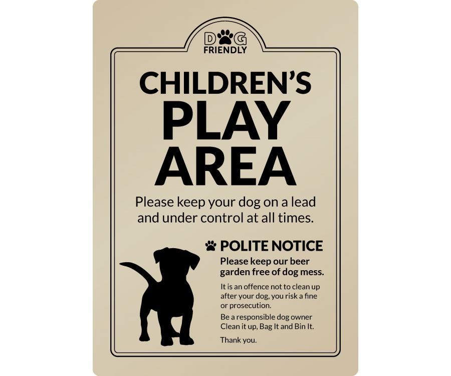 Dog Friendly Children's Play Area - Clean it up, Bag It, Bin It - Exterior Sign - bhma
