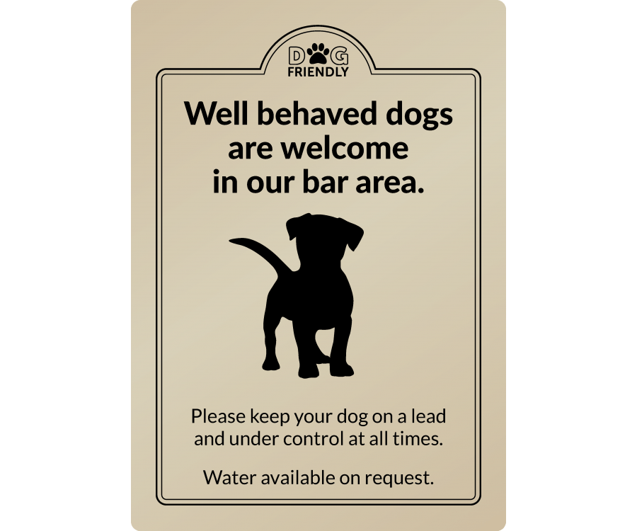 Dogs are welcome in our bar area - Exterior Sign - bhma
