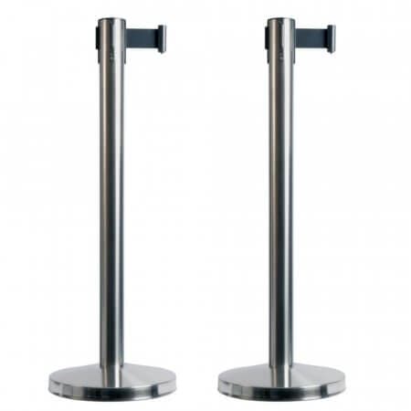 Economy Retractable Queuing Barrier - Polished Chrome - Pack of 2 - bhma