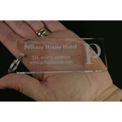 Key Fobs - Engraved Acrylic - Clear Transparent - bhma