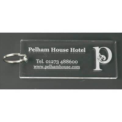 Key Fobs - Engraved Acrylic - Clear Transparent - bhma