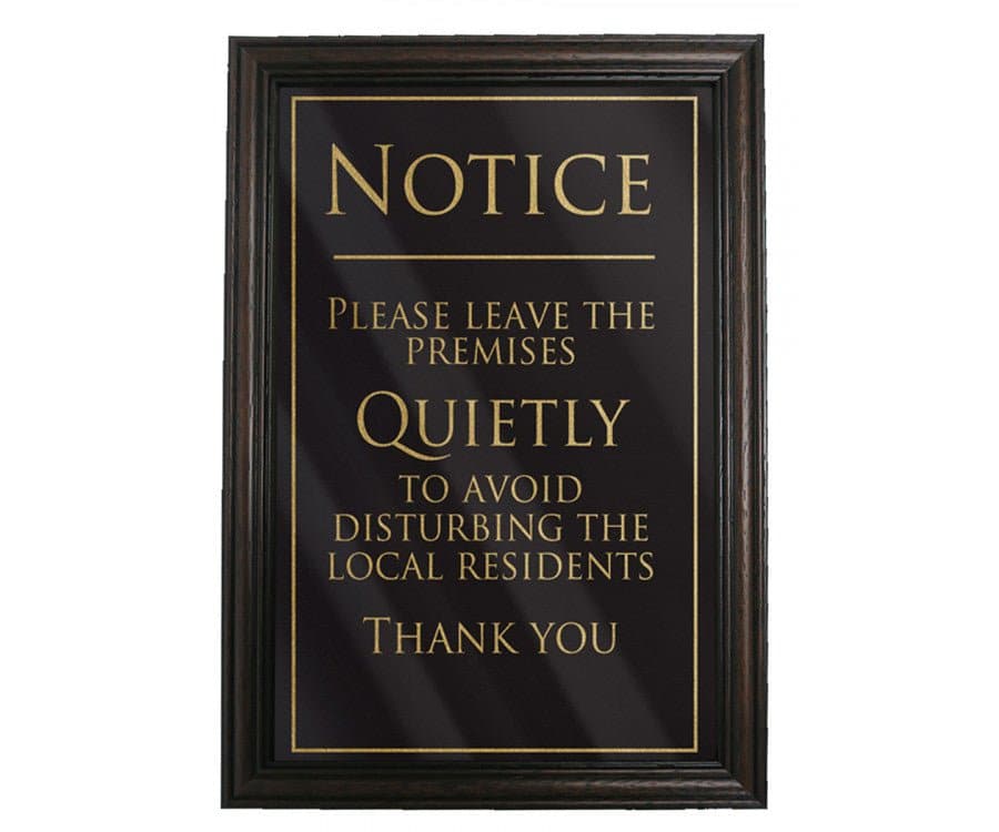 Leave Premises Quietly Sign - bhma