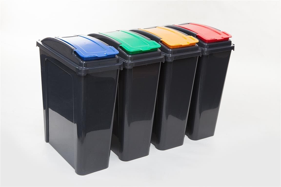 Poubelle de recyclage à couvercle relevable avec couvercles colorés (2 –  BHMA