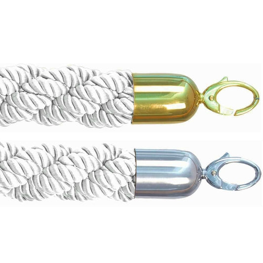 Premium White Twisted Barrier Ropes - bhma