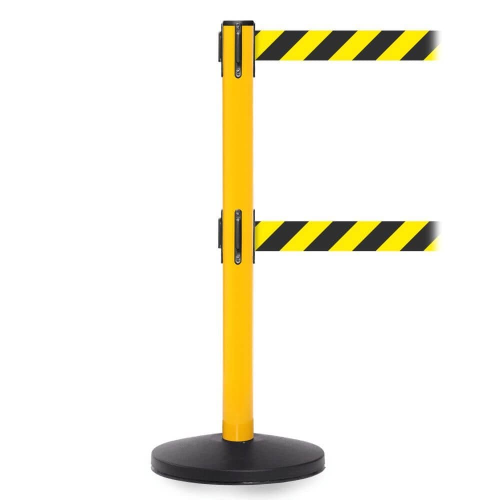Safetymaster Retractable Twin Barrier Yellow Post Barriers, Ropes