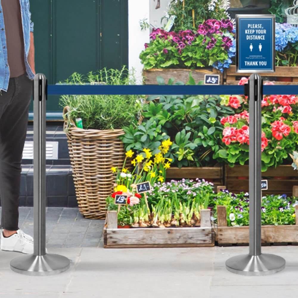 Social Distancing Retractable Belt Barriers & Frame - bhma