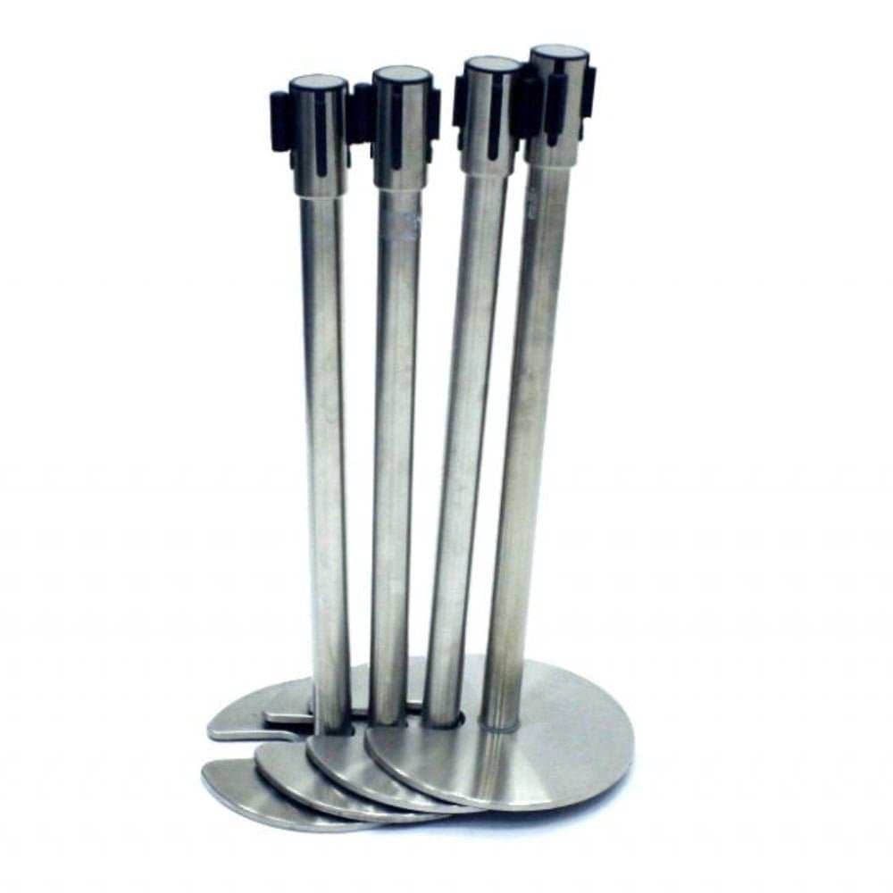 Stackable Retractable Belt Barriers - Satin Steel - bhma