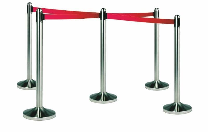 Stainless Steel Stanchion for Stretch Barrier Systems - Red Belt - bhma