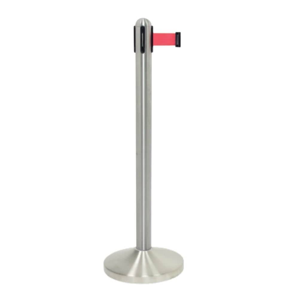 Stainless Steel Stanchion for Stretch Barrier Systems - Red Belt - bhma