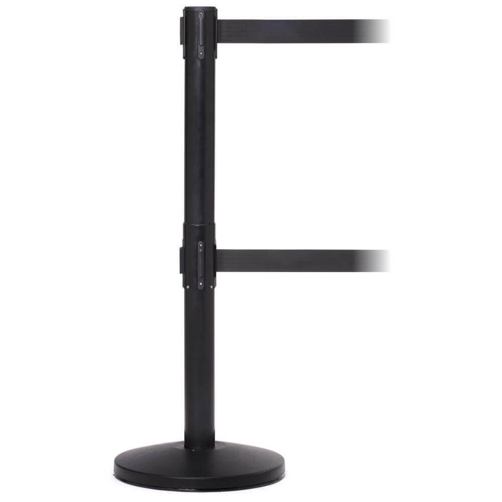 Twin Retractable Belt Barriers - Black Post - bhma