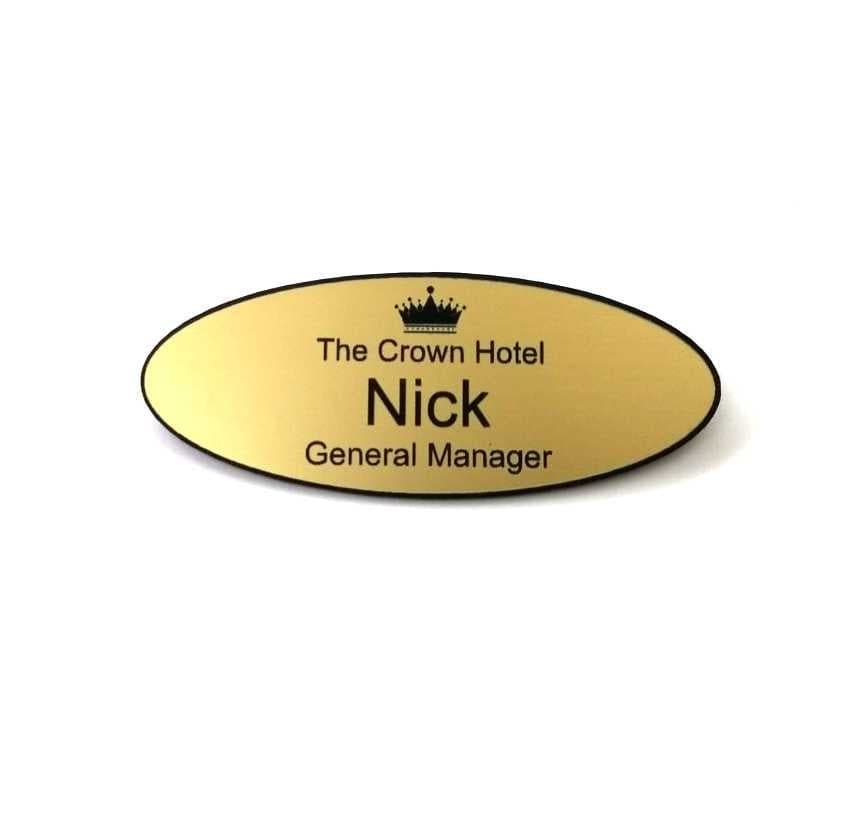 1.5mm Gold Plastic Badges oval - bhma