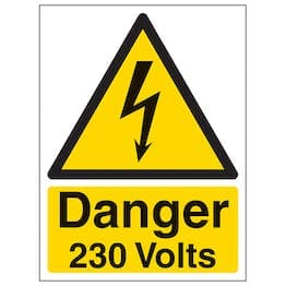 Señal de advertencia de peligro de 230 voltios