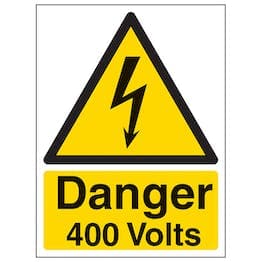 Señal de advertencia de peligro de 400 voltios