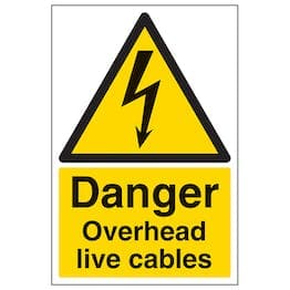 Panneau d'avertissement aérien Danger Live Cables