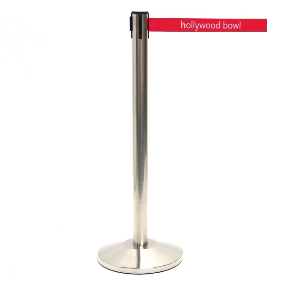 Custom Printed Retractable Belt Barriers Polished Steel Barriers