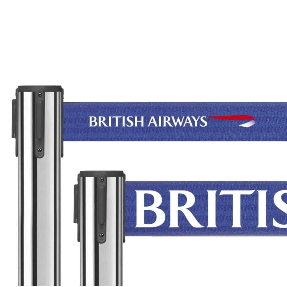 Custom Printed Retractable Belt Barriers Polished Steel Barriers