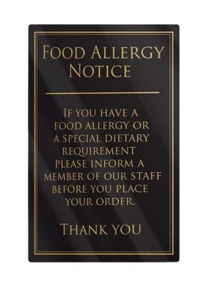 Food Allergy Notice Sign - bhma