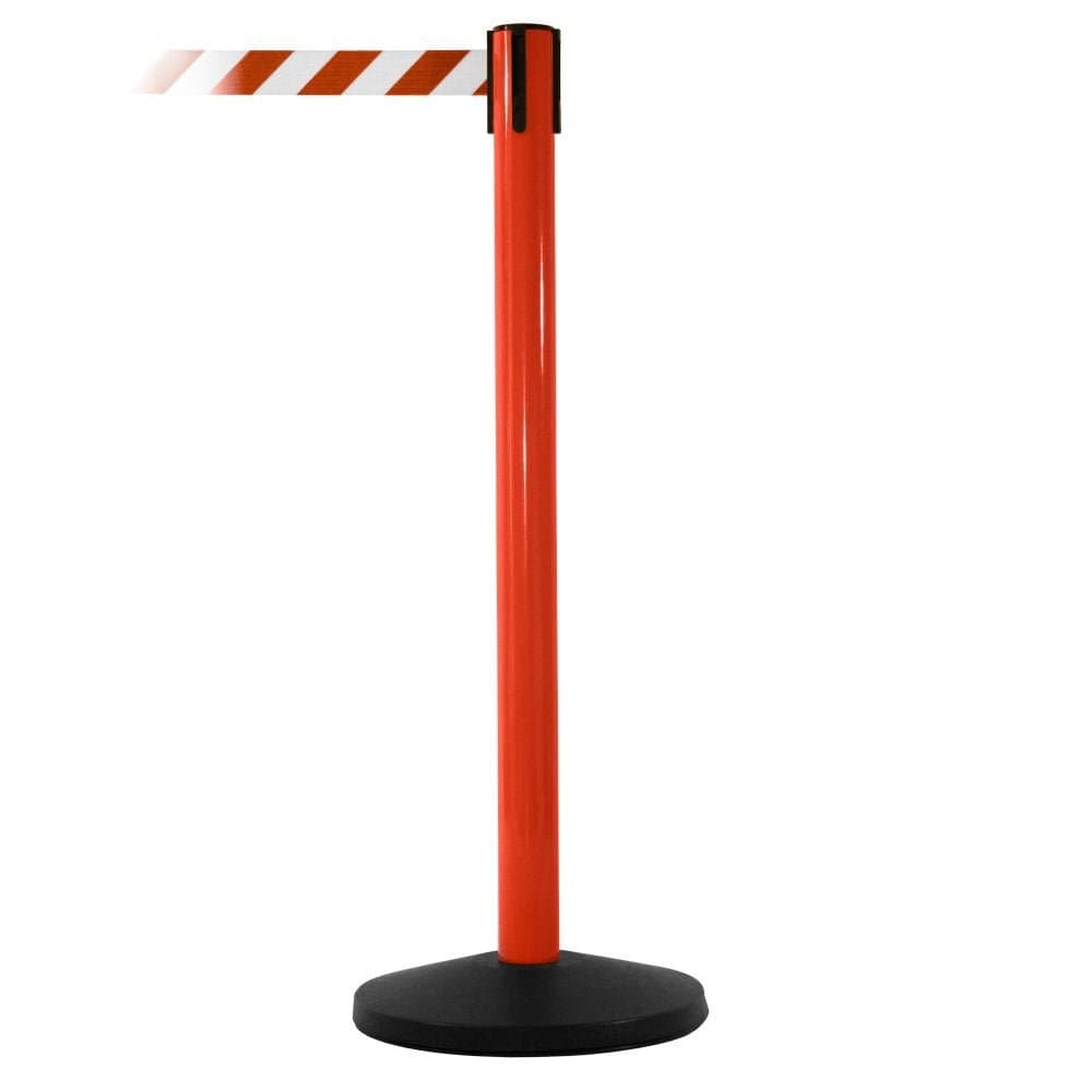 Hi Vis Safety Retractable Belt Barriers - Red Post - bhma
