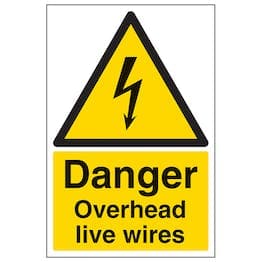 Señal de advertencia de peligro de cables aéreos vivos
