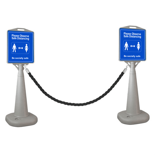 Social Distancing Fillable Sign with Ropes - bhma