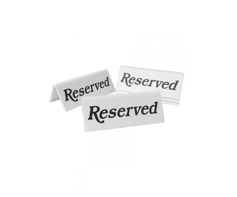 White Acrylic Reserved Signs (5 pack) - bhma
