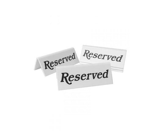White Acrylic Reserved Signs (5 pack) - bhma